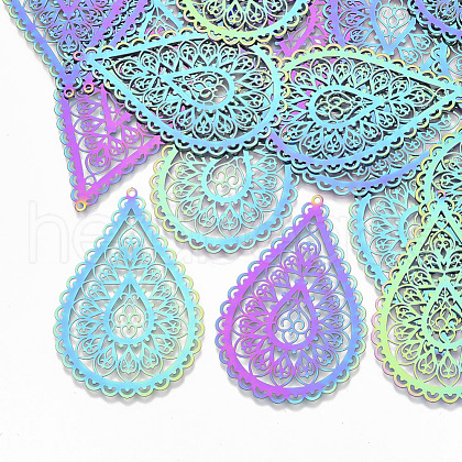 Ion Plating(IP) 201 Stainless Steel Filigree Big Pendants X-STAS-S108-92-1
