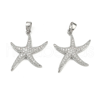 Brass Micro Pave Cubic Zirconia Pendants KK-C093-17C-P-1