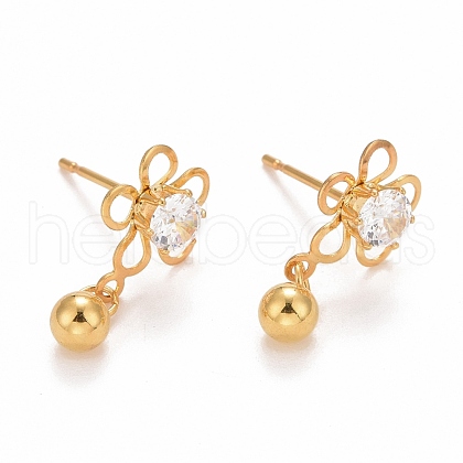 Flower 304 Stainless SteelStud Earrings EJEW-C019-04G-1