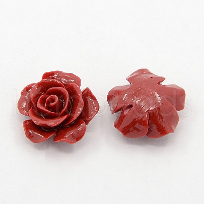 Synthetic Coral 3D Flower Rose Beads CORA-A005-14mm-02-1
