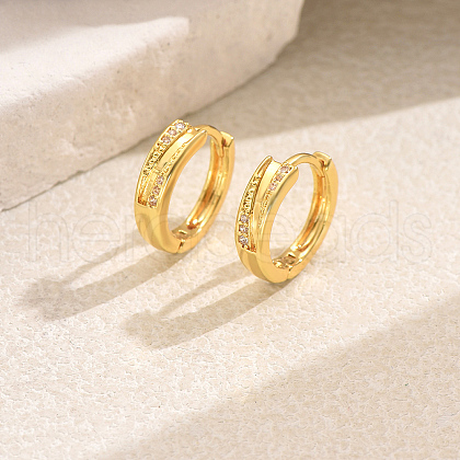 Elegant Brass Clear Cubic Zirconia Ring Hoop Earrings TM9800-2-1
