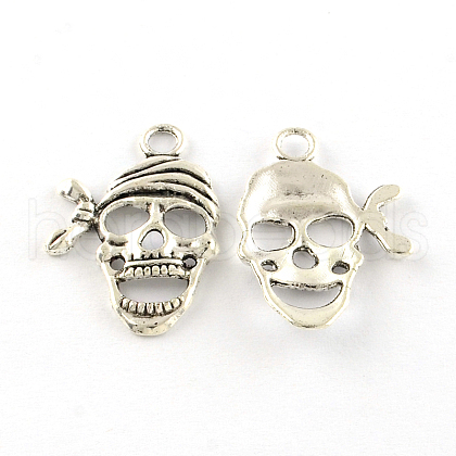 Skull Tibetan Style Alloy Pendants TIBEP-R344-48AS-LF-1
