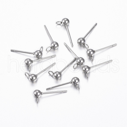304 Stainless Steel Stud Earring Findings X-STAS-H376-90-1