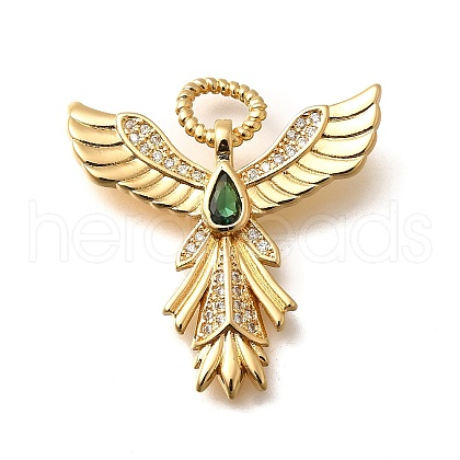 Brass Micro Pave Cubic Zirconia with Glass Pendants X-KK-U055-10G-02-1