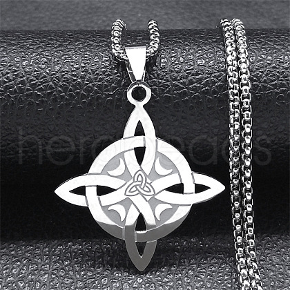 304 Stainless Steel Trinity Knot Pendant Necklaces for Men Women NJEW-K283-36P-1