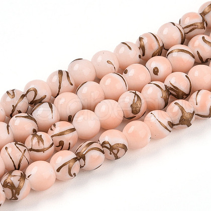 Baking Painted Glass Beads Strands DGLA-N010-6mm-02-1