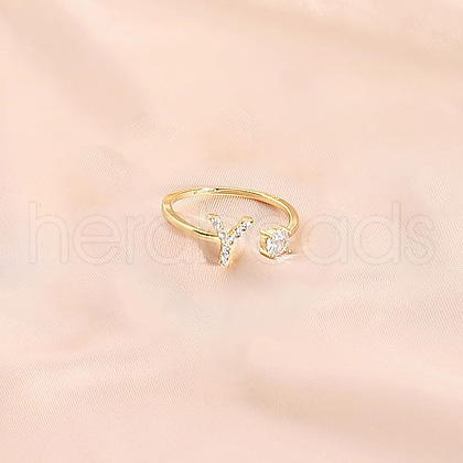Fashionable Brass Cubic Zirconia Cuff Rings FS-WG4936F-09-1