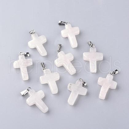 Natural Rose Quartz Pendants G-J354-09-1