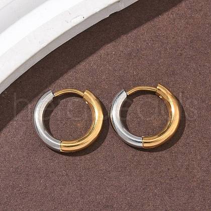 304 Stainless Steel Two Tone Hoop Earrings EJEW-P313-02A-G-1