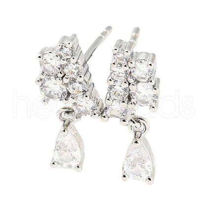 Rack Plating Brass Cubic Zirconia Grape Shape Dangle Stud Earrings EJEW-K245-47P-1