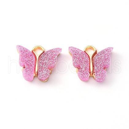 Alloy Enamel Pendants with Glitter Powder and Zinc Alloy Hanging Plating ENAM-R056-01D-1