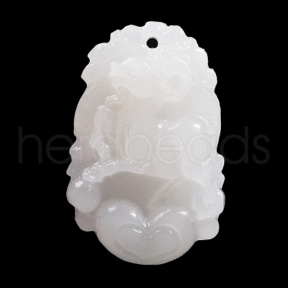 Natural White Jade Carved Pendants G-S384-01H-1