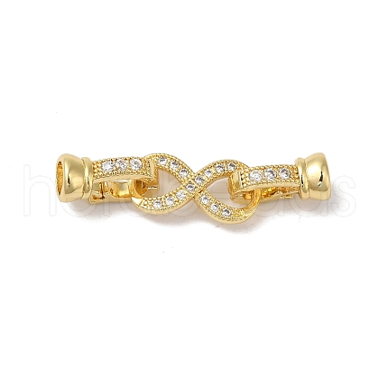 Rack Plating Brass Micro Pave Clear Cubic Zirconia Fold Over Clasps KK-A222-12G-1