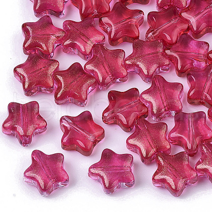 Transparent Spray Painted Glass Beads X1-GLAA-N035-01-D02-1