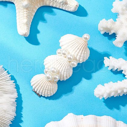 Cowrie Shell Shape Iron Flat Alligator Hair Clips PHAR-JH00125-1