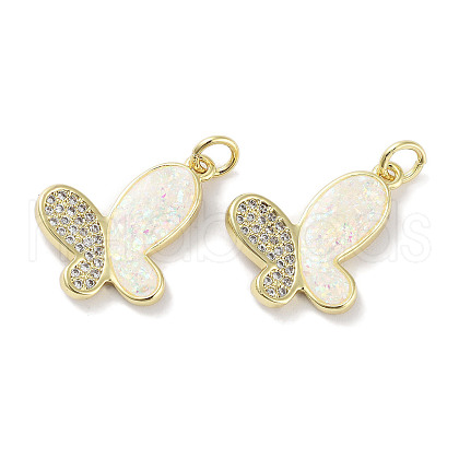 Brass Micro Pave Clear Cubic Zirconia Pendants KK-L213-044G-1