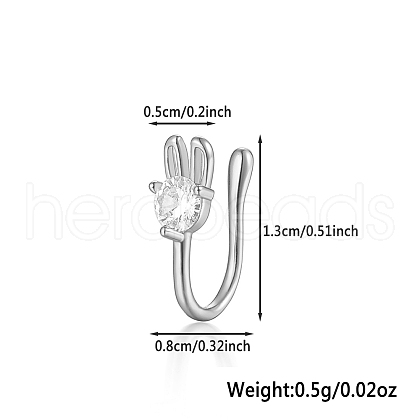 925 Sterling Silver Pave Clear Cubic Zirconia Rabbit Nose Rings MA2524-12-1
