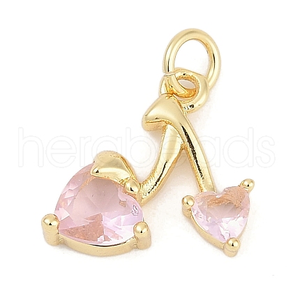 Brass Micro Pave Clear Cubic Zirconia Charms KK-G522-40G-02-1
