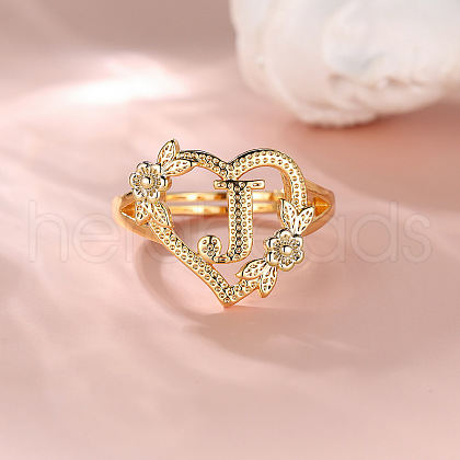 Heart with Flower Hollow Out Brass Finger Rings FS-WG99C3E-10-1
