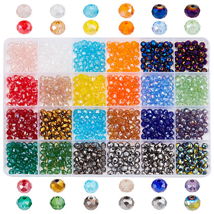 HOBBIESAY 1008Pcs 24 Colors Electroplate Glass Beads Strands EGLA-HY0001-06-1