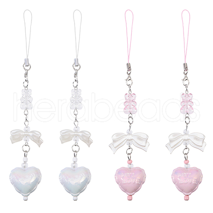Globleland 4Pcs 2 Colors Alloy with Acrylic Keychain AJEW-GL0002-69-1