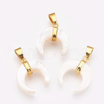 Natural White Shell Mother of Pearl Shell Pendants KK-G346-01A-1