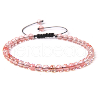Adjustable Women's Watermelon Stone Glass Beaded Bracelet CN3407-26-1