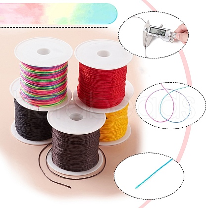 5 Rolls 5 Colors Round Nylon Thread NWIR-YW0001-07B-1