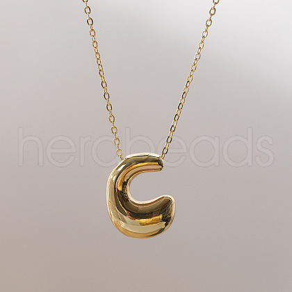 Brass Chunky Initial Pendant Necklaces WG97A63-03-1