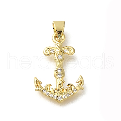 Rack Plating Brass Micro Pave Cubic Zirconia Pendants KK-Z086-68G-04-1