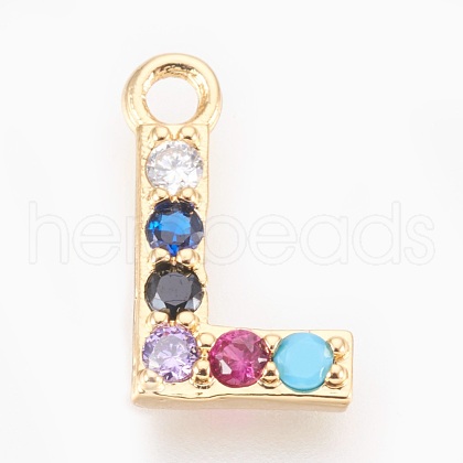 Brass Micro Pave Cubic Zirconia Charms ZIRC-F089-01G-L-1