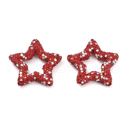 Star Shape Polymer Clay Rhinestone Beads CLAY-NH0001-06C-1