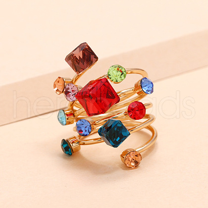 Alloy Rhinestone Multi-layer Rings VU7935-5-1