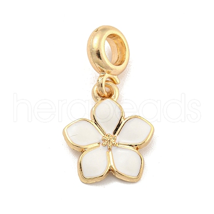 Rack Plating Alloy Enamel Flower European Dangle Charms FIND-B034-55G-03-1