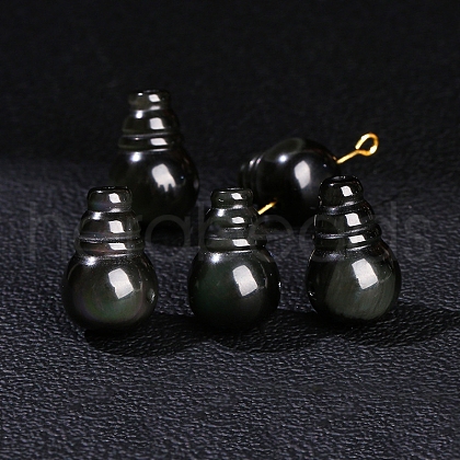 Natural Obsidian 3 Hole Guru Beads PW-WGBA735-02-1