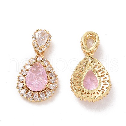 Brass Micro Pave Cubic Zirconia Pendants ZIRC-F134-19G-02-1