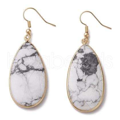 Natural Howlite Dangle Earrings EJEW-L179-01E-1