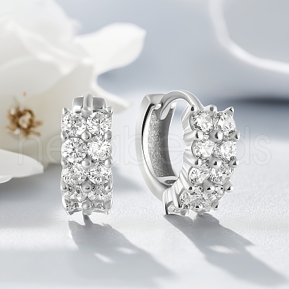 S925 Sterling Silver Geometric Rhinestone Hoop Earrings GX6931-1