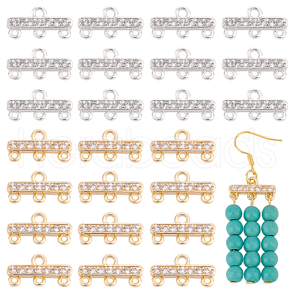   24Pcs 2 Colors Alloy Micro Pave Clear Cubic Zirconia Chandelier Component Links FIND-PH0021-03-1