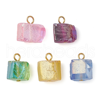 Electroplated Natural Quartz Beads Pendants PALLOY-JF02458-01-1
