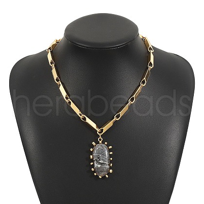 Iron & Alloy Pendant Necklaces for Women NJEW-U046-05G-1