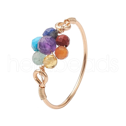 Flower Natural Gemstone Finger Rings RJEW-JR00713-02-1