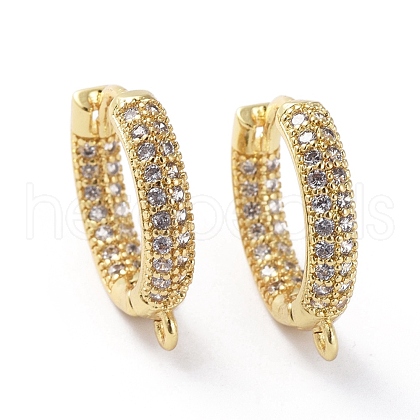 Brass Micro Pave Cubic Zirconia Huggie Hoop Earring Findings X-ZIRC-G158-17G-1