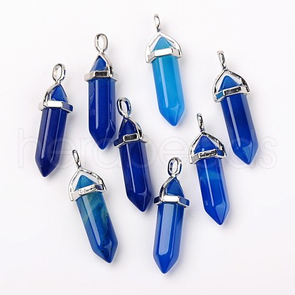 Natural Agate Double Terminated Pointed Pendants X-G-F295-05G-1