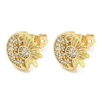 Brass Micro Pave Cubic Zirconia Ear Studs EJEW-P261-26C-G-1