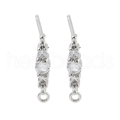Brass Clear Cubic Zirconia Stud Earring Findings KK-A238-02C-P-1