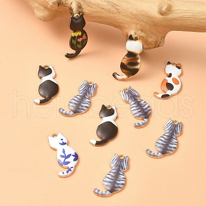 Rack Plating Alloy Enamel Pendants ENAM-YW0003-70-1