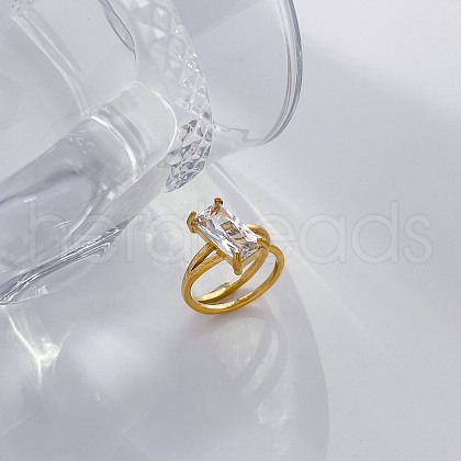 304 Stainless Steel with Cubic Zirconia Finger Rings FS-WG3D7B4-11-1
