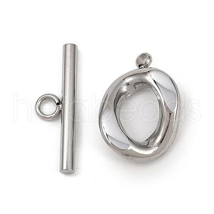 Oval 304 Stainless Steel Toggle Clasps STAS-L022-537P-1