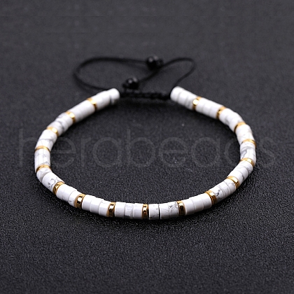 Natural Howlite Braided Bead Bracelets for Women PW-WG20352-04-1